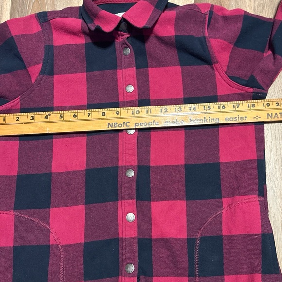 Orvis Womens Small Fuchsia Plaid Flannel Fleece Lined Snap Button Shirt Shacket - Picture 5 of 12